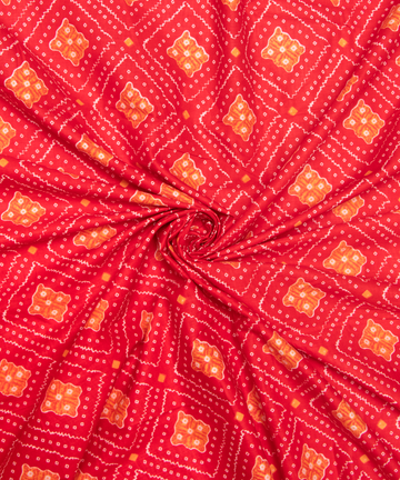 Rust Brown Bandhani Print Cotton Fabric